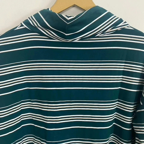Garnet Hill Green Striped Cowl Neck Tunic - Picture 10 of 11